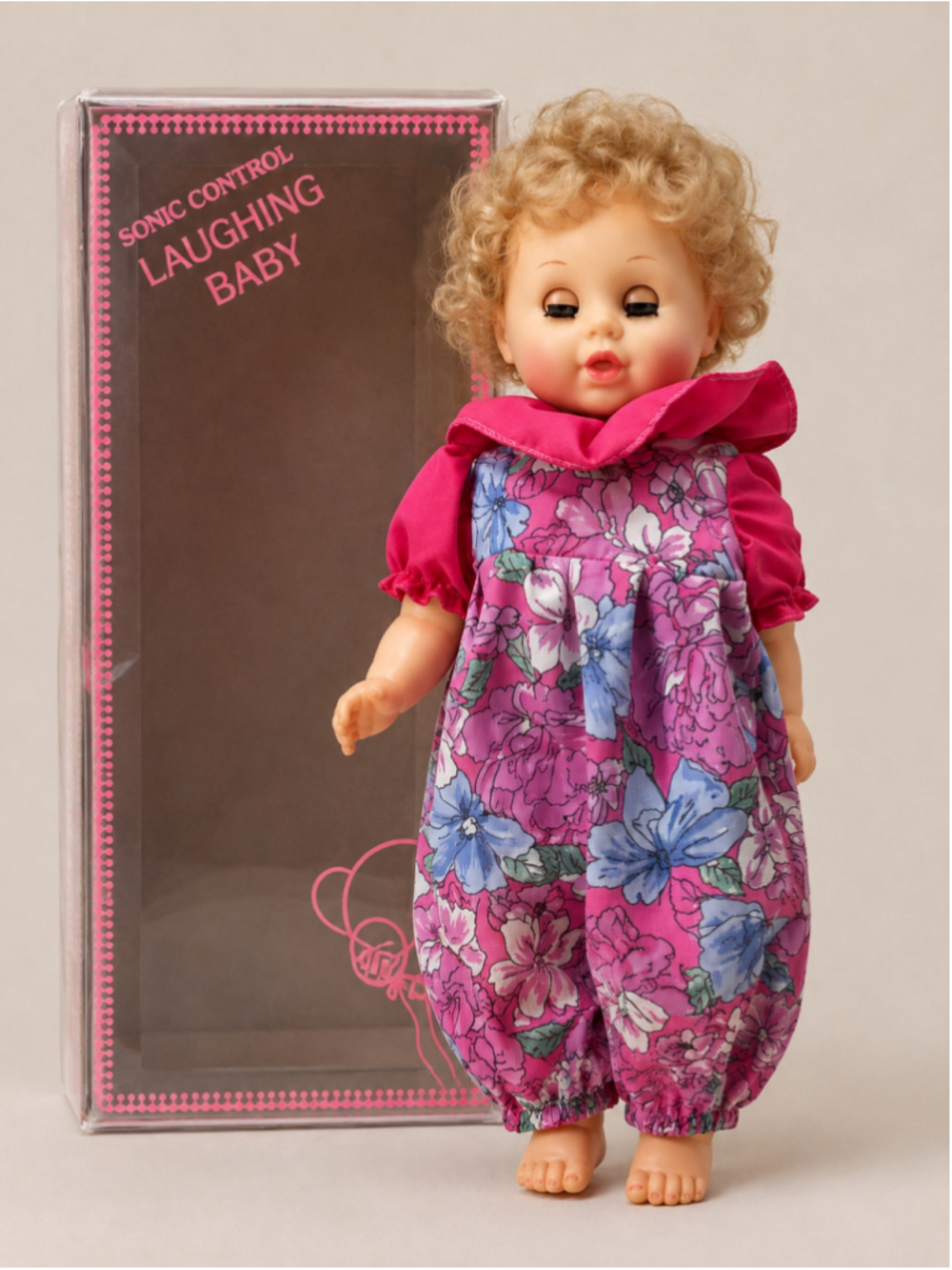 Vintage Sonic Control Laughing Baby Doll in Box | Blonde Curly Hair | Talking Do